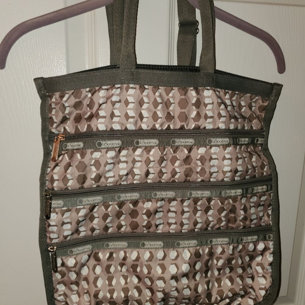 Gray and Tan Geometric Tote Bag